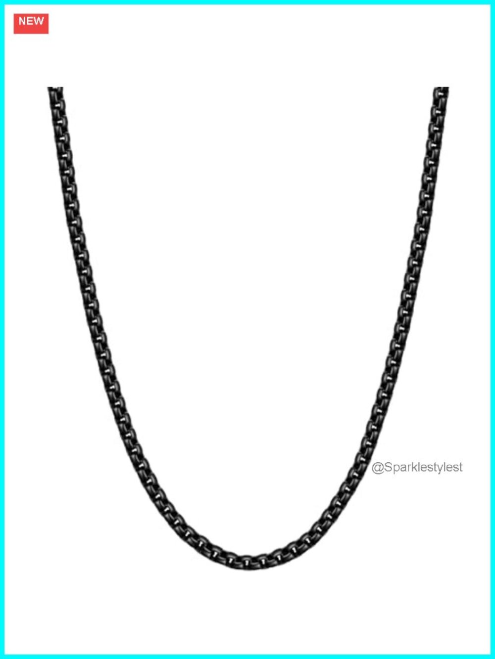 Fiusem Stainless Steel Box Chain Necklace 20in 316L Hypoallergenic Unisex